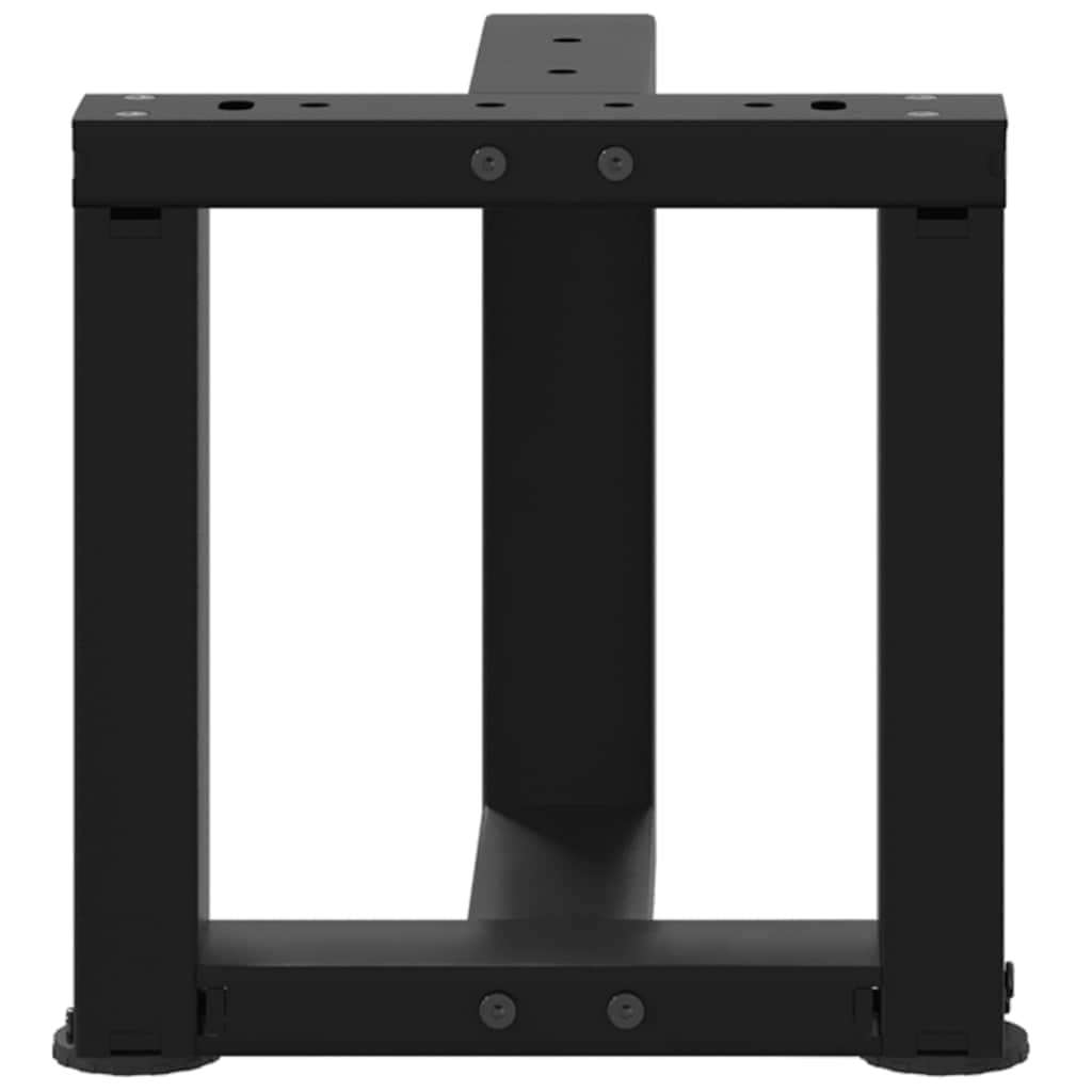 Nogi stolika kawowego w kształcie litery T ze stali malowanej proszkowo, czarne, 30 x 25 x (30-31) cm, 2 sztuki z regulowanymi nóżkami poziomującymi, stabilna podstawa meblowa, łatwy montaż