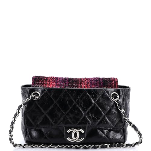 Pre-Loved Portobello Chain Shoulder Bag Quilted Glazed Calfskin and Tweed Small, Purple