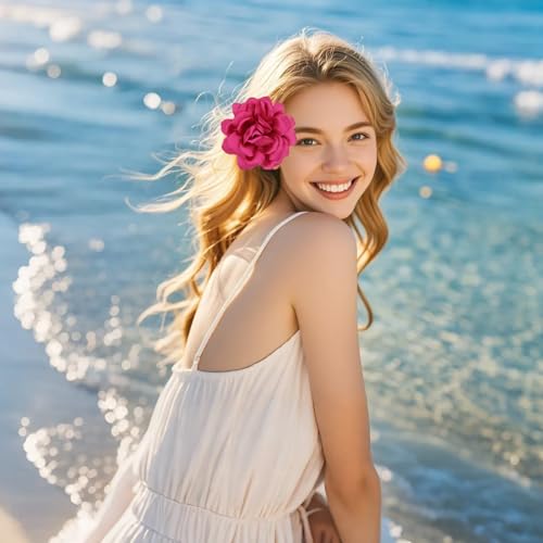 ZUWIJEQ 1 pcs de broche de fleurs de roses, grande broche de mousseline, pince à cheveux, classique, élégante, faite à la main, broches de fleurs, fleur Broches, pour le mariage, la fête, Noël – vue 6