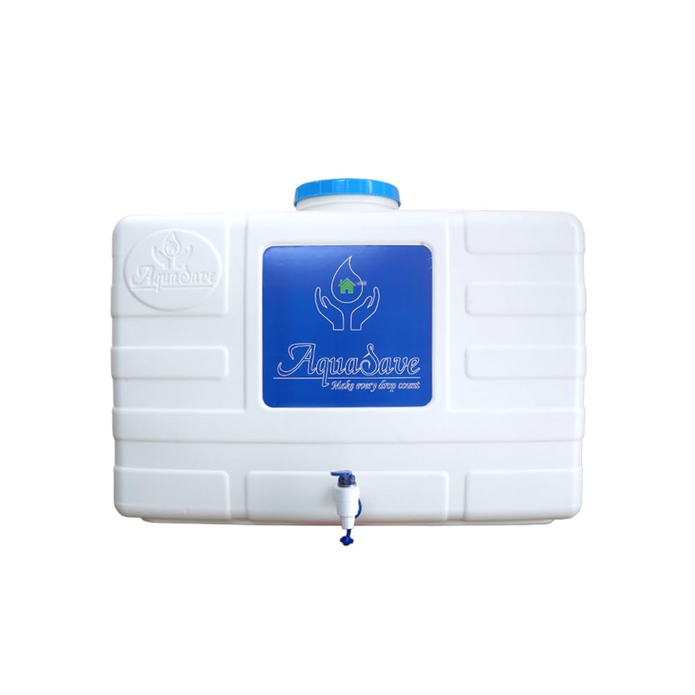 AquaSave 60L RO Waste/Reject Water Storage Tank – Wall-Mountable, Food-Grade HDPE Plastic, Translucent Design, Easy to Connect with All RO purifiers/with all fitting accessories-image-3