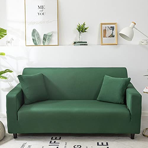 Housse de canapé d'angle vert uni extensible 1 place pour salon