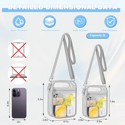 Image of Clear Bag for Stadium Events - Sports Messanger Bag Small Mini Clear Purse for Fan, Concert, Work, Travel