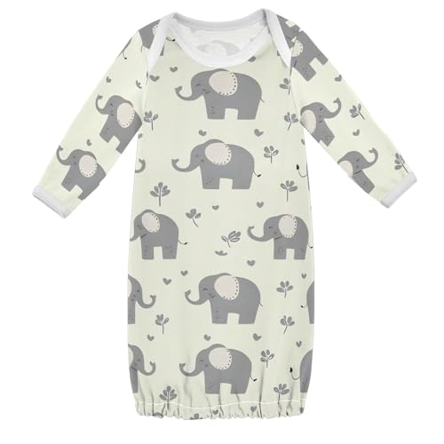 vvfelixl Baby Sleeper Gown for Newborn Boy Girls Cartoon Elephant Stick Figure Infant Nightgown for 0-3 Months Multicolor