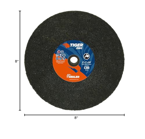 Image of Weiler 68347 Tiger ZIRC Type 1 Portable Snagging Wheel, ZAC16-Q, 8 inchx1 inchx5 /8 inch, (Pack of 5)
