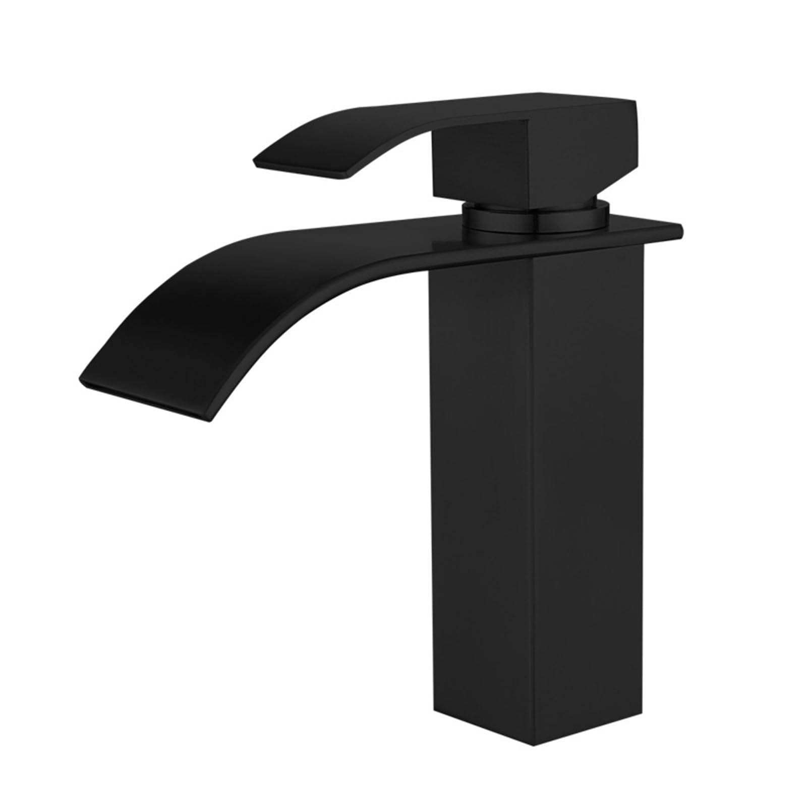 SOHNVWTGD Basin Taps Mixers Waterfall 1 Hole Wide Bathroom Taps Mixer Waterfall Stainless Steel Bathroom Basin Taps,Black