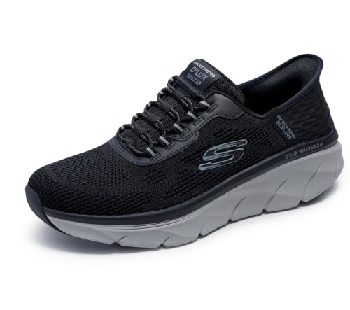 Image of Skechers Men's D'Lux Walker Rezinate Hands Free Slip-in | Casual Walking, Slip-ins, Relaxed Fit, Air-Cooled Memory Foam, Machine Washable