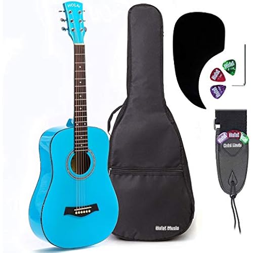 Hola! Music 36" 3/4 Acoustic Guitar, Solid Spruce Top, Light Blue