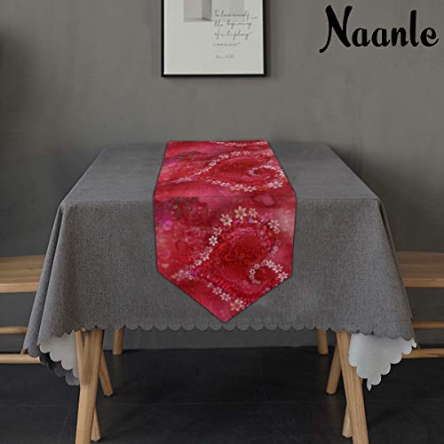 Naanle Double-Sided Mother's Day Happy Valentines Day Love Polyester Table Runner 13 X 70 Inches Long Red Table Top Decoration #TOP5