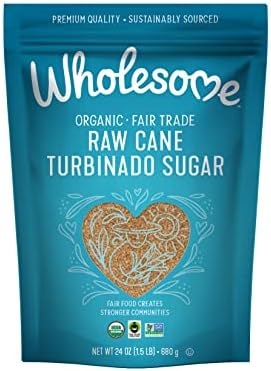 Wholesome Organic Raw Cane Turbinado Sugar, Fair Trade, Unrefined Sugar, Non GMO & Gluten Free, 1.5 Pound (Pack of 1)