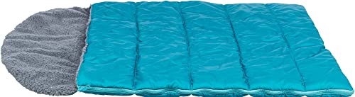 TRIXIE platzsparender und zusammenrollbarer Schlafsack für Hunde mit Reißverschluss, wasserabweisend, 70 × 95 cm, Petrol/Grau - 37275