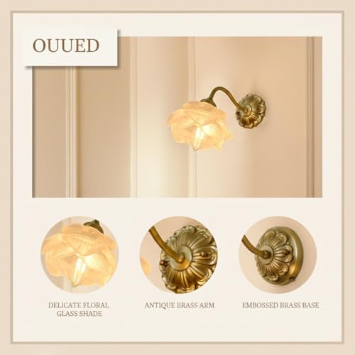 Lámpara de pared de latón con forma de rosa para transformar tu hogar con luz romántica 4