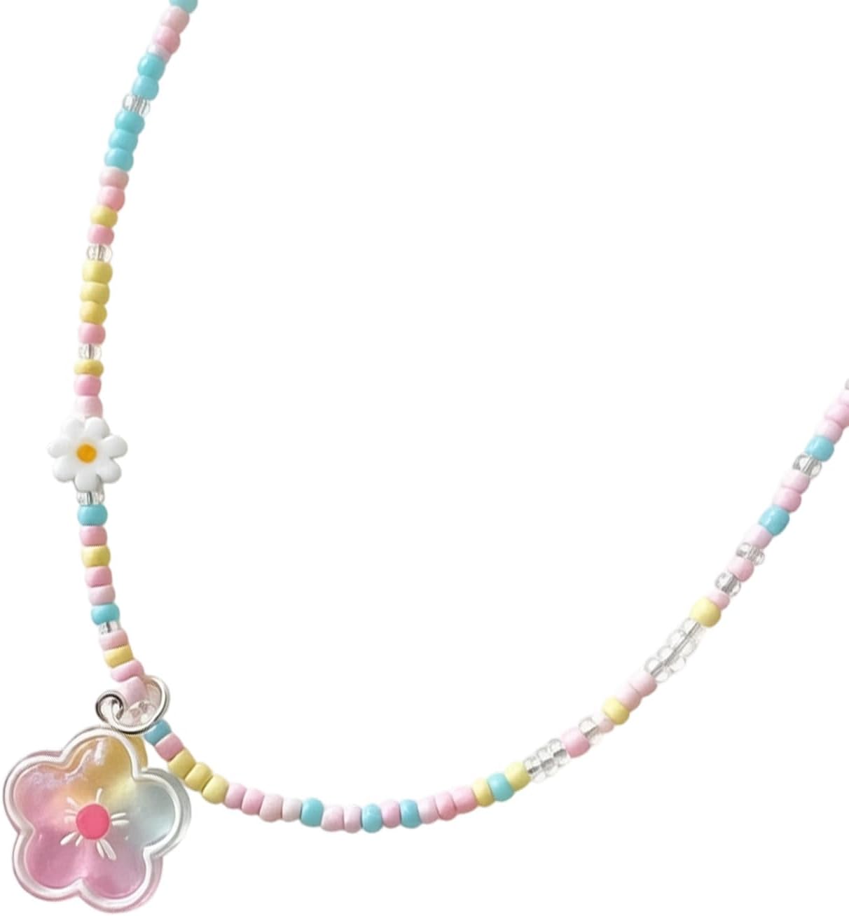 Beaded Charm Necklace with Multicolor Beads, 50cm 19.69in Center Pendant Jewelry for Daily Wear Vacation Party image 5