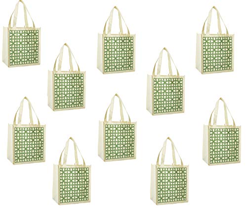 ReBagMe Set of 10 Large Reusable Grocery Bag Totes (10, Green)