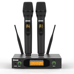 Wireless Professional Microphones, Metal Professional UHF Cordless Dynamic Mic Handheld Microphone System for Karaoke, Meeting, Party, Church, DJ, Wedding, Home KTV, 260ft Range