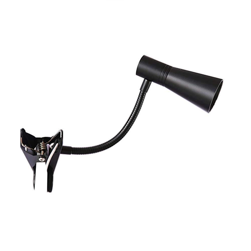 NZDY Lámpara de Escritorio con Abrazadera Usb Led, Cuello de Cisne de Mordida Fuerte de Aluminio Regulable para Dormitorio, Dormitorio, Mesita de Noche, Lectura,Luz Blanca Negra