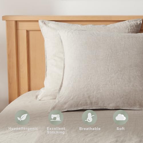 TOSMO-100-Linen-Pillow-Shams-Set-of-2-Stone-Washed-Pillow-Covers-Soft-and-Durable-Square-Throw-Pillow-Case-Euro-Size-26-X-26-Natural-Linen TOSMO 100 Linen Pillow Shams Set of 2 Stone Washed Pillow Covers Soft and Durable Square Throw Pillow Case Euro Size 26 X 26 Natural Linen