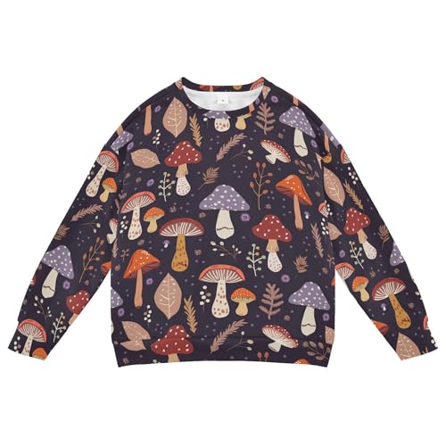 JUNZAN Autumn with Mushrooms and Seasonal Big Boys Pullover Hoodie Crewneck Boys Sweat Shirt Party 4T