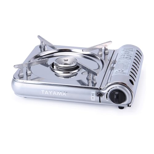 TAYAMA 8,000 BTU Stainless Steel Butane Gas Portable Camping Stove