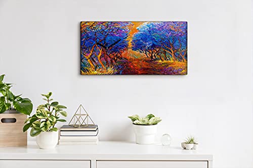 Horloge silencieuse sans tic-tac toile paysage d'automne 60x30cm