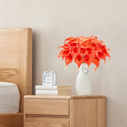 Image of SITUMEIZI 24 Pcs Coral Fake Flowers Artificial Calla Lily