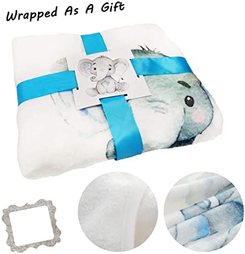 Baby Monthly Milestone Blanket - Organic Plush Fleece Photography Background Prop For Boy Girl Newborn Soft Elephant Blanket With Frame Large 47''X40'' #TOP2