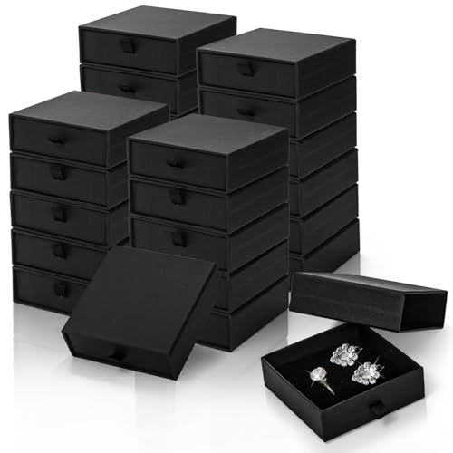 WRINGKIT 24 Pack Jewelry Gift Boxes, 3.5x3.5x1.2 Inch Cardboard Jewelry Packaging Box with Lid, Small Storage Display Case Bulk for Necklaces, Bracelets, Earrings, Valentine's Day Jewelry Gift