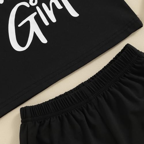 Image of Toddler Little Girl Clothes Summer Sleeveless Daddys Girl Letter Tank Tops Shorts Set 2Pcs Kids Casual Outfits