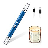 Encendedor Electrico, Rouclo Encendedor Velas Encendedor Cocina Arco Electrico con Indicador de Batería, Mechero Electrico USB Recargable para Cocina de Gas,Chimenea, Barbacoa,Camping (Azul)