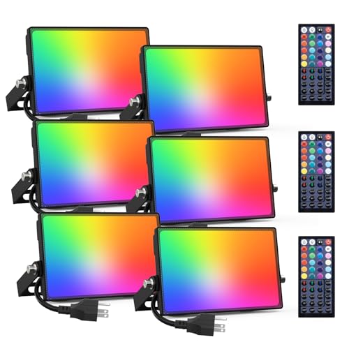 Onforu 6 Pack RGB LED Flood Light Outdoor, 70W Color