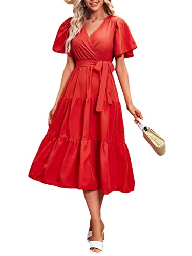 Robe longue d'été col en V à lacets ajustables pour un confort quotidien optimal XXL