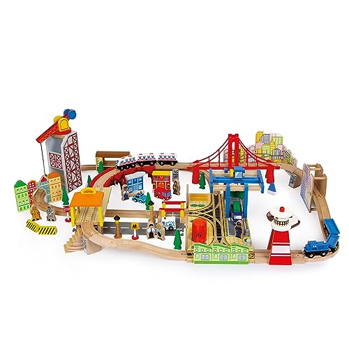 Tren de madera puerto infantil Small Foot Company juguete de vías de carga