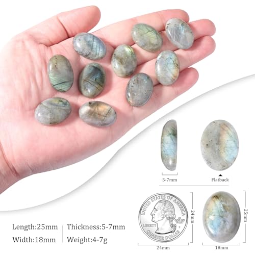 Pierre labradorite fine cabochons ovales dos plat de qualité supérieure