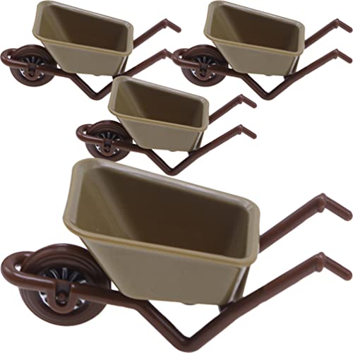 4pcs Toy Wheelbarrow - Garden Cart Scene Accessories Fairy Garden Houses Wheelbarrow Miniature Hand Cart Dollhouse Decoration Accessories