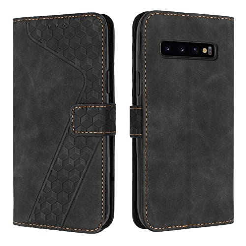 Cover per Samsung Galaxy S10 Plus Custodia pelle S10 Plus Antiurto a Libro S10 Plus Magnetica Portafoglio Folio PU Pelle Flip Caso con Wallet Case Nero