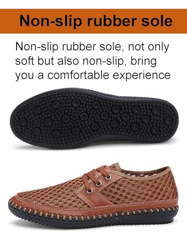 Mens Mesh Breathable Loafers Summer Casual Walking Shoes Lightweight Slip-On Honeycomb Hiking Boat Shoes Lace Up4