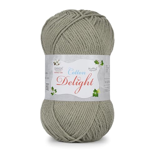 Image of Ganga Acrowools Cotton Delight, Dk Weight Cotton Yarn, Oekotex Class L Certified 100G, 169M (Grey)