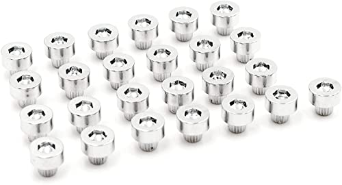RTrhinoTuning 100pcs Wheel Rim Lip Rivets Nuts of 6.2mm/0.24in Hole Replacement Plastic Chrome Silver Rivets