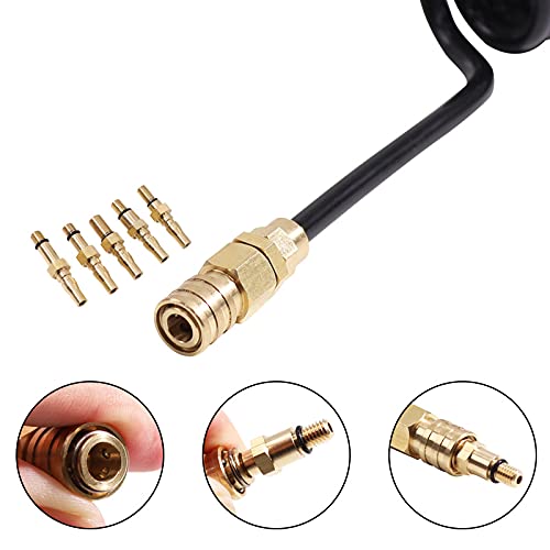 Gurlleu Universal Remote Coil Hose Paintball Co2 Filling & Charging Systems With Airsoft Adapter Set For Green Gas Bottle Canisters #TOP3