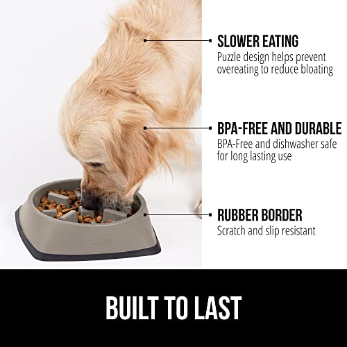 Gorilla Grip Slip Resistant Slow Feeder Cat And Dog Bowl, Slows Down Pets Eating, Prevent Overeating, Feed Small, Large Pets, Fun Puzzle Design, Dogs Cats Bowls For Dry And Wet Food, 2 Cups, Beige #TOP1