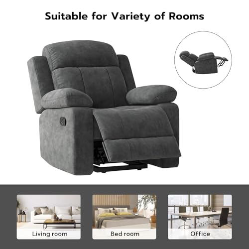 ANJ Manual Recliner, Soft Fabric Recliners with Overstuffed Armrest and Backrest, Heavy Duty and Safety Reclining Chairs Single Recliner Sofa for Living Room