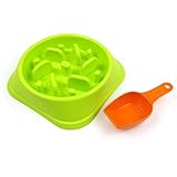 Alfie Pet - William Slow-Eating Anti-Gulping Pet Food Bowl with Food Scoop Set (for Dogs & Cats) - Color: Green