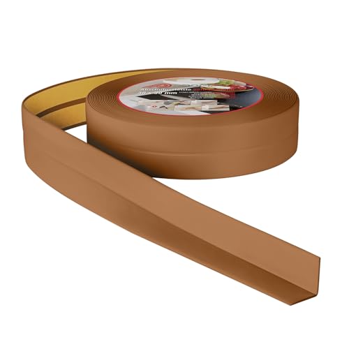 ProfiPVC Plinthe Souple 10m 30x30mm - Baguette adhésive de finition pour la cuisine et la salle de bain, ruban autocollante d'étanchéité en PVC, flexible, Joint douce, Montage facile, amber