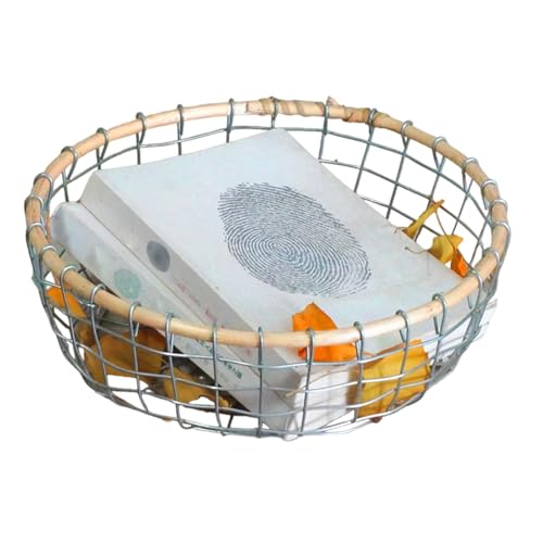Frutero de metal, cesta de alambre retro para verduras, cesta de alambre simple de 10 pulgadas, organizador de aperitivos de estilo industrial para centros de mesa