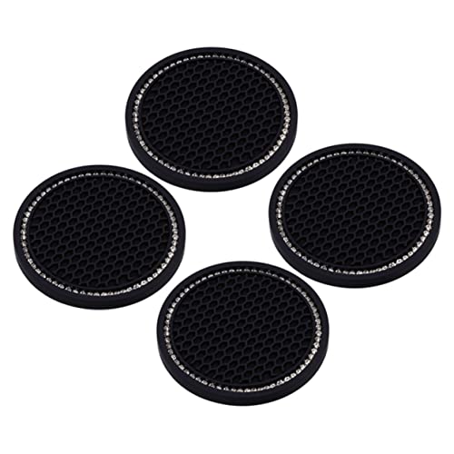 Zerodeko Bling Cup Holder Coasters for Car 4pcs Set Car Accessories for Women Coasters Non-Slip Silicone