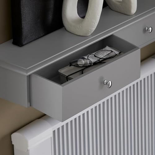 Image of Sabri SHOPEE Wooden Wall Cabinet with Drawers for Storage Floating Wall Shelf with Hidden Storage for Home Kitchen Office and Living Room (Grey, • 93W x 15D x 10H cm (3 Drawers))