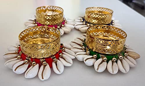 Iram Decorative Diya Tealight Candle Holder/Diwali Diya For Home Decoration Gota Patti Mix Colorful Flower Design Tealight Candle (Kodhi Style) #TOP7