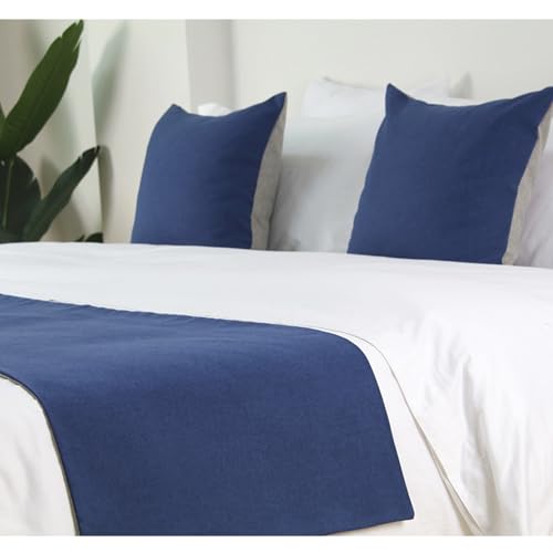 Chemin de lit bleu serviette décoration lit moderne tissu rayé pour hôtel et famille