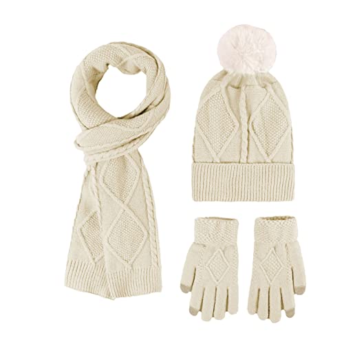 Ruspela Feste Farbe Schalhandschuhe Hut Set Weiche Gewebe Warmhaltung 3 Stücke Kaltwetter Winterset Für Frauen Männer Cover