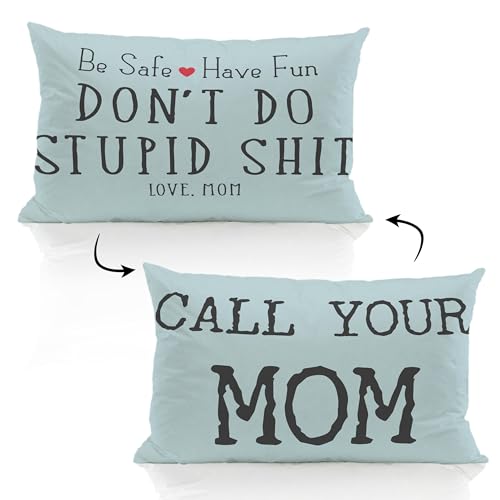 ZJSYXXU Call Your Mom Blue 12 x 20 Pillow Cover, Funny College Dorm Decor Decorative Pillowcases Cushion Cover Decor for Couch Sofa Living Room, Graduation Gifts for Daughter Son