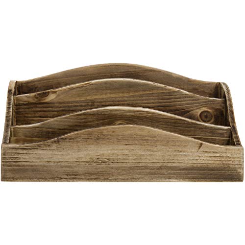 Mygift Mail Organizer Countertop, Vintage Style Brown Wood Mail Sorter/Desktop Office Supply Storage Box #TOP4